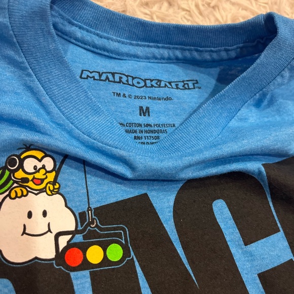 Nintendo Race Ya Mario Kart T-Shirt Youth M Bowser and Mario Blue - Picture 3 of 4